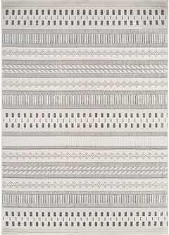 Bunny Gray White Geometric Modern Scandinavian Striped Micro Loop Soft Non Shedding Area Rugs - Ornate Home