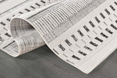 Bunny Gray White Geometric Modern Scandinavian Striped Micro Loop Soft Non Shedding Area Rugs - Ornate Home