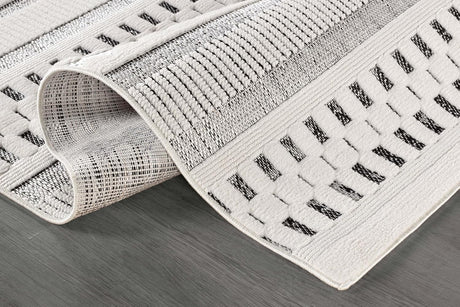 Bunny Gray White Geometric Modern Scandinavian Striped Micro Loop Soft Non Shedding Area Rugs - Ornate Home