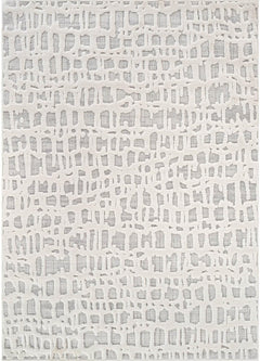 Bunny Gray White Irregular Grid Micro Loop Soft Non Shedding Area Rugs - Ornate Home