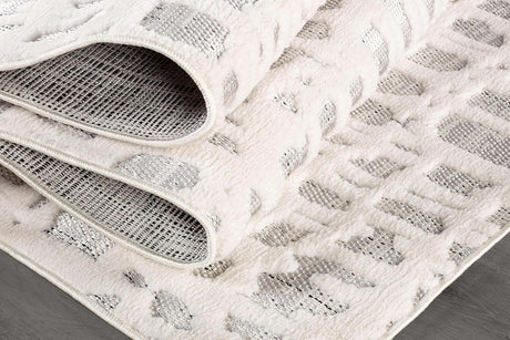 Bunny Gray White Irregular Grid Micro Loop Soft Non Shedding Area Rugs - Ornate Home