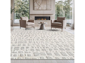 Bunny Gray White Irregular Grid Micro Loop Soft Non Shedding Area Rugs - Ornate Home