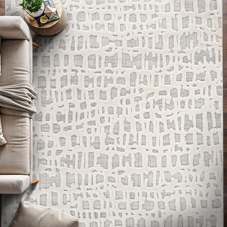 Bunny Gray White Irregular Grid Micro Loop Soft Non Shedding Area Rugs - Ornate Home