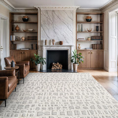 Bunny Gray White Irregular Grid Micro Loop Soft Non Shedding Area Rugs - Ornate Home