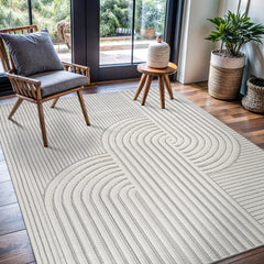 Bunny Gray White Swirl Curved Micro Loop Soft Non Shedding Area Rugs - Ornate Home