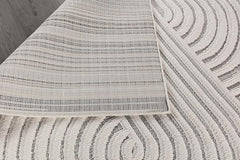 Bunny Gray White Swirl Curved Micro Loop Soft Non Shedding Area Rugs - Ornate Home