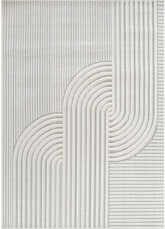 Bunny Gray White Swirl Curved Micro Loop Soft Non Shedding Area Rugs - Ornate Home