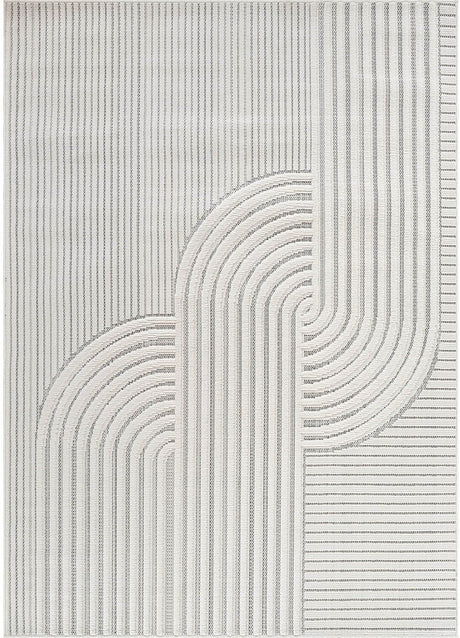 Bunny Gray White Swirl Curved Micro Loop Soft Non Shedding Area Rugs - Ornate Home