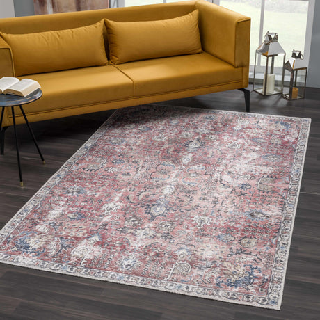 Burgundy Holi-2303 Washable Area Rug - Ornate Home