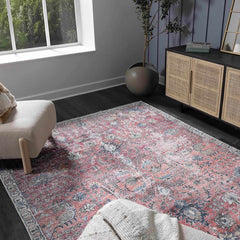 Burgundy Holi-2303 Washable Area Rug - Ornate Home