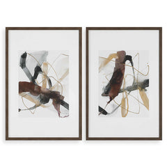 Burgundy Interjection Black/Brown Abstract Prints (Set of 2) - Ornate Home
