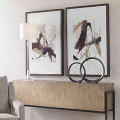 Burgundy Interjection Black/Brown Abstract Prints (Set of 2) - Ornate Home