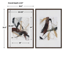 Burgundy Interjection Black/Brown Abstract Prints (Set of 2) - Ornate Home