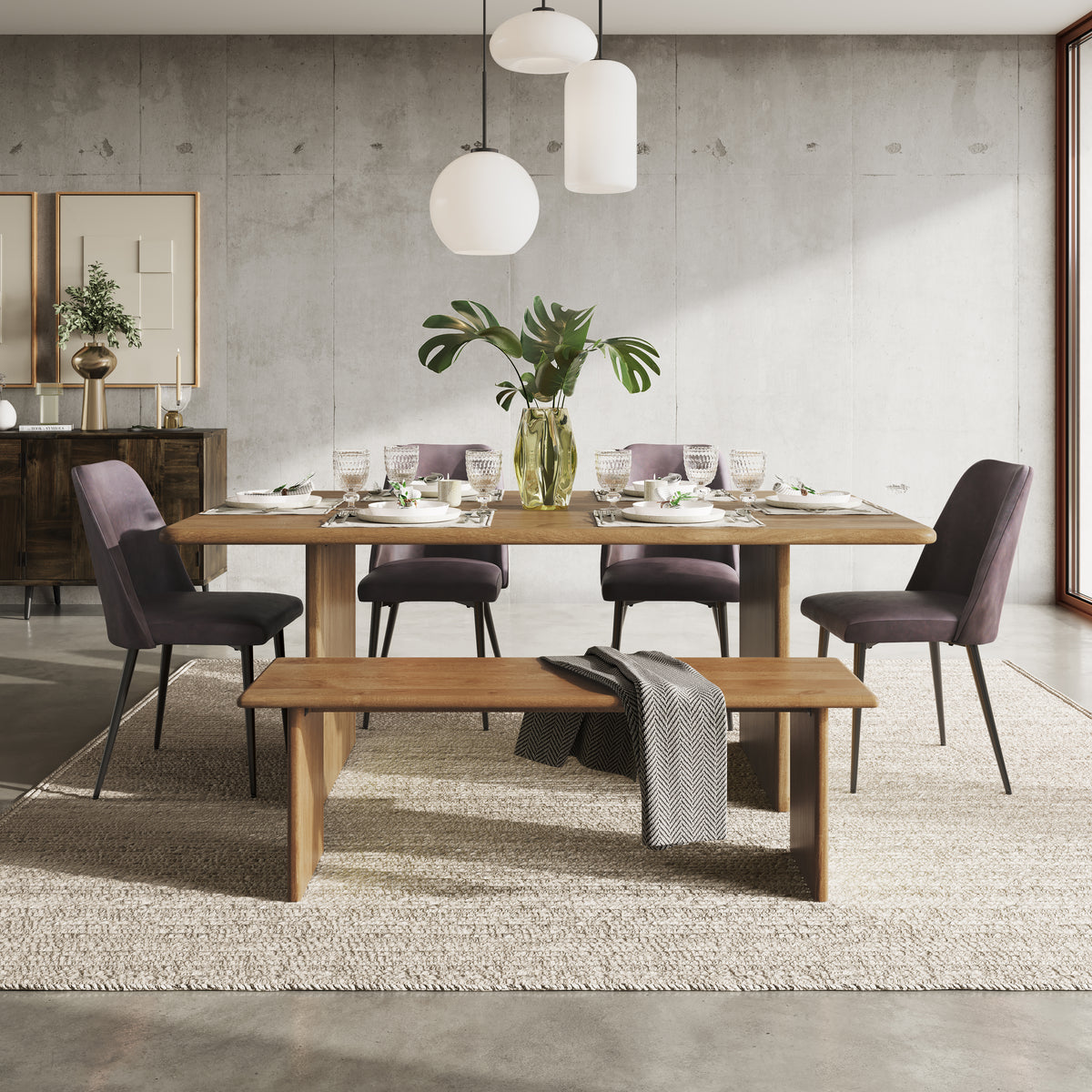 Burke Golden/Dark Brown Dining Table w/ 4 Maddox Chairs - Ornate Home