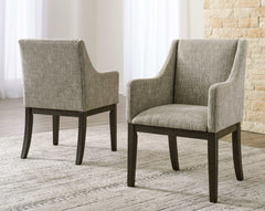 Burkhaus Beige & Dark Brown Dining Arm Chair (Set of 2) - Ornate Home