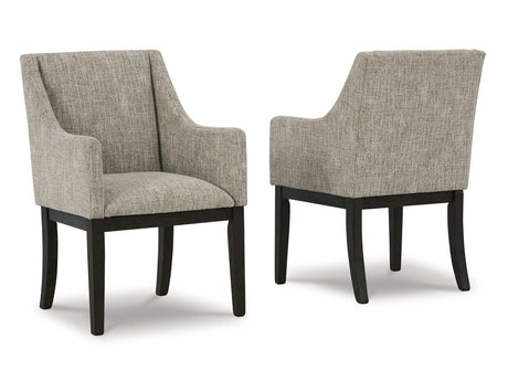 Burkhaus Beige & Dark Brown Dining Arm Chair (Set of 2) - Ornate Home
