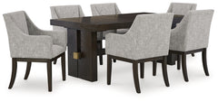 Burkhaus Beige/Dark Brown Dining Table and 6 Chairs - Ornate Home