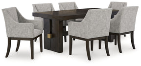 Burkhaus Beige/Dark Brown Dining Table and 6 Chairs - Ornate Home