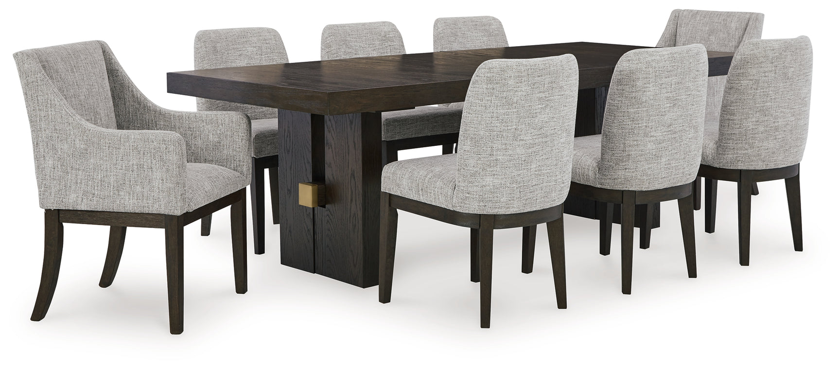 Burkhaus Beige/Dark Brown Dining Table and 8 Chairs (Online Special Price) - Ornate Home