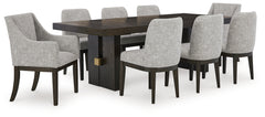 Burkhaus Beige/Dark Brown Dining Table and 8 Chairs - Ornate Home