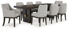 Burkhaus Beige/Dark Brown Dining Table and 8 Chairs - Ornate Home