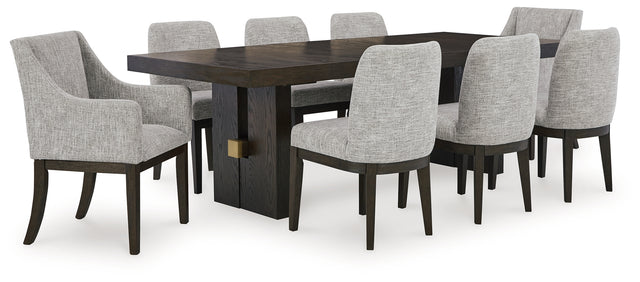 Burkhaus Beige/Dark Brown Dining Table and 8 Chairs - Ornate Home