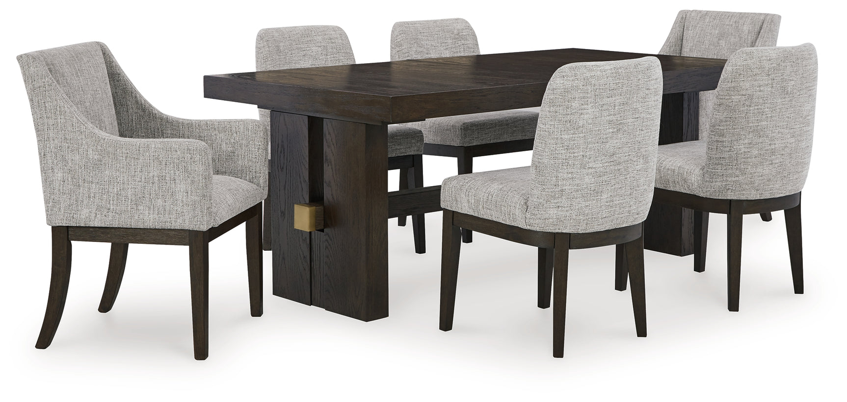 Burkhaus Beige/Dark Brown Dining Table w/ 6 Chairs - Ornate Home