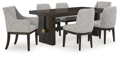 Burkhaus Beige/Dark Brown Dining Table w/ 6 Chairs - Ornate Home