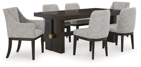 Burkhaus Beige/Dark Brown Dining Table w/ 6 Chairs - Ornate Home