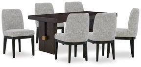 Burkhaus Beige/Dark Brown Dining Table with 6 Chairs (Online Special Price) - Ornate Home