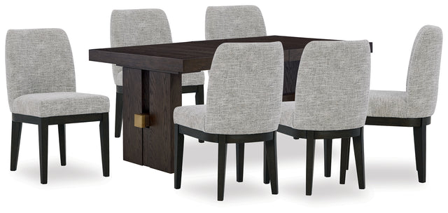 Burkhaus Beige/Dark Brown Dining Table with 6 Chairs (Online Special Price) - Ornate Home