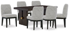 Burkhaus Beige/Dark Brown Dining Table with 6 Chairs - Ornate Home