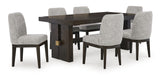 Burkhaus Beige/Dark Brown Dining Table with 6 Chairs - Ornate Home