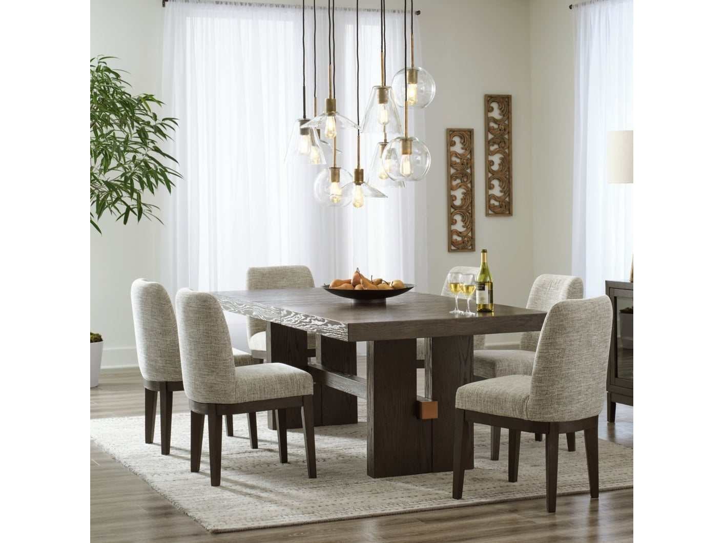 Burkhaus Dark Brown Dining Room Set / 7pc (6 side chairs) - Ornate Home