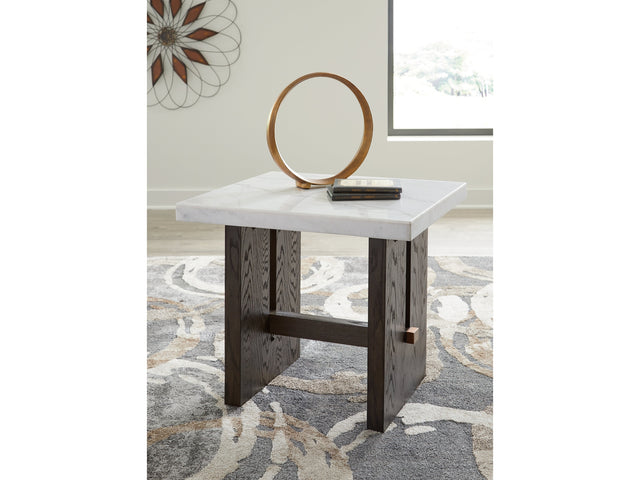 Burkhaus White/Dark Brown End Table - Ornate Home