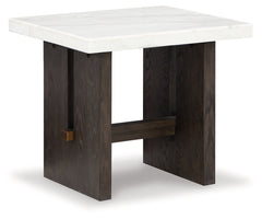 Burkhaus White/Dark Brown End Table - Ornate Home