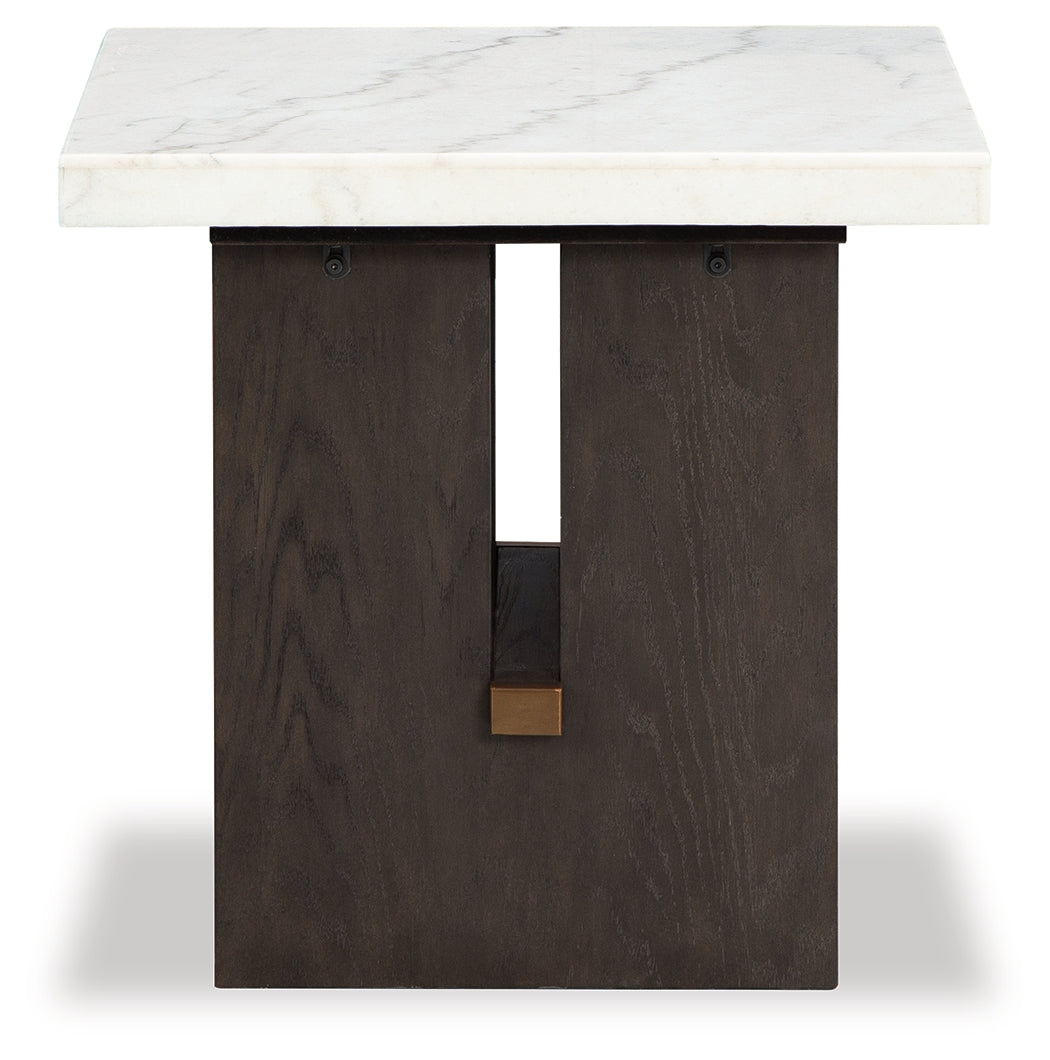Burkhaus White/Dark Brown End Table - Ornate Home