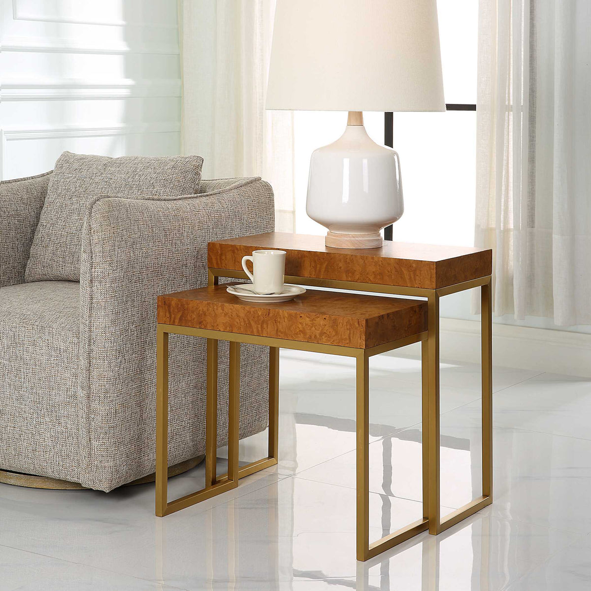 Burl-esque Woodtone Wooden Nesting Tables (Set of 2) - Ornate Home