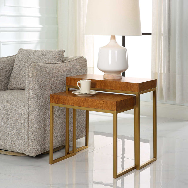 Burl-esque Woodtone Wooden Nesting Tables (Set of 2) - Ornate Home