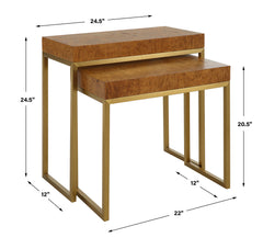 Burl-esque Woodtone Wooden Nesting Tables (Set of 2) - Ornate Home