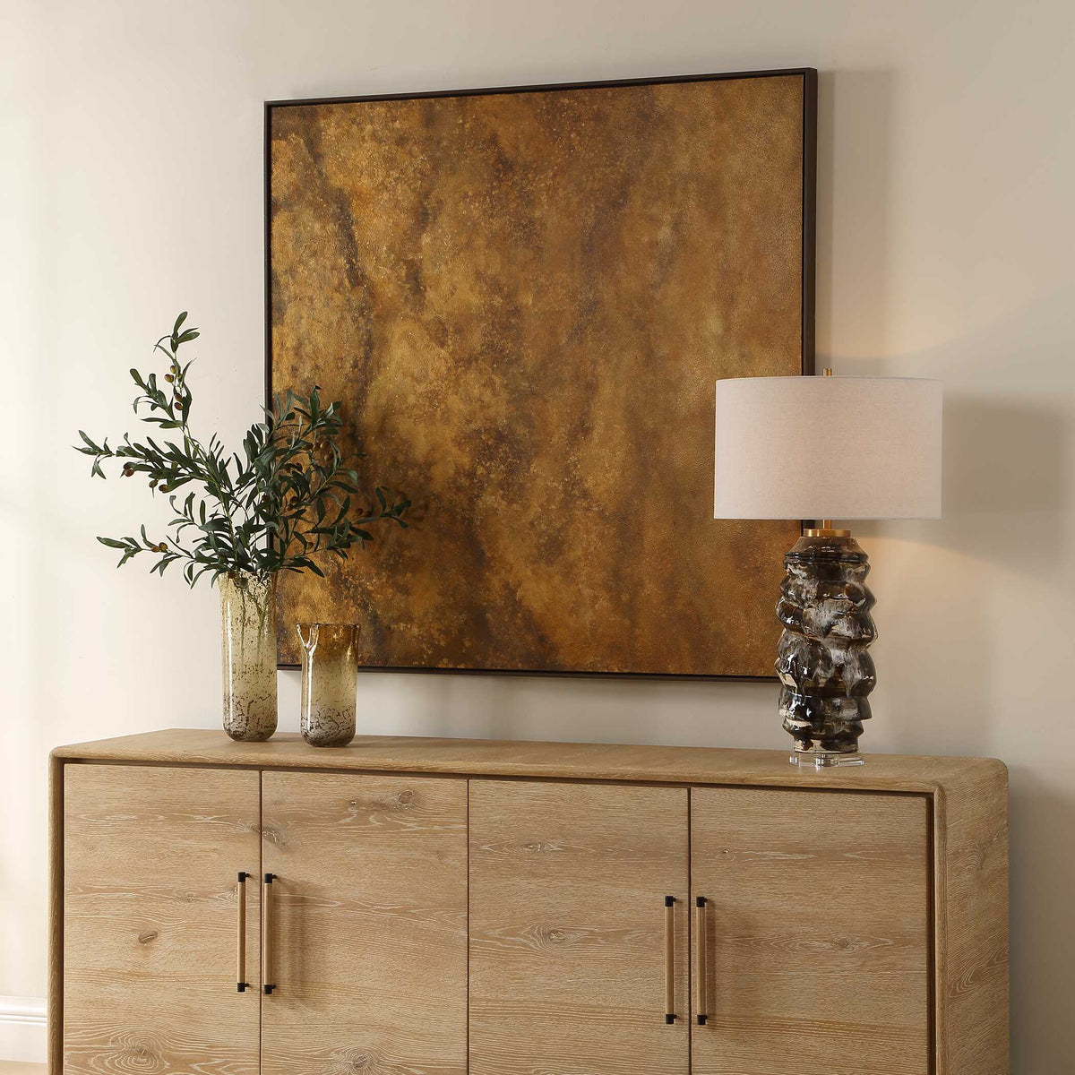 Burn Brown/Woodtone Hand Painted Canvas - Ornate Home