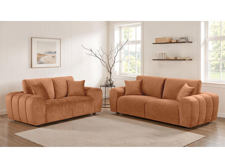 Burnett Burnt Orange 2-piece Chenille Upholstered Sofa Set - Ornate Home