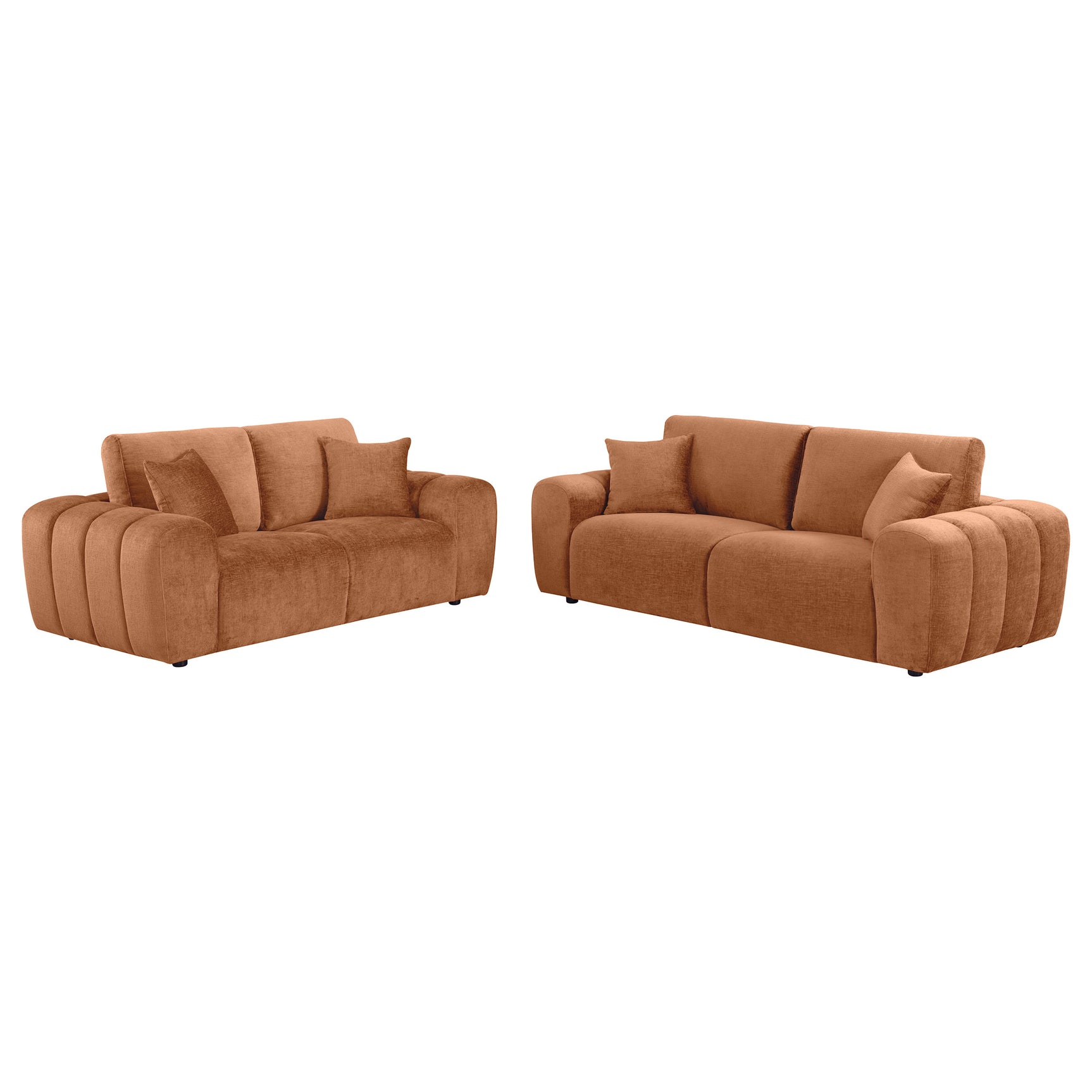 Burnett Burnt Orange 2-piece Chenille Upholstered Sofa Set - Ornate Home