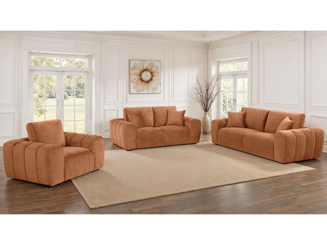 Burnett Burnt Orange 3-piece Chenille Upholstered Sofa Set - Ornate Home