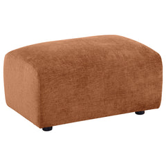 Burnett Burnt Orange Chenille Upholstered Ottoman - Ornate Home