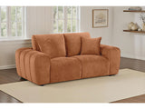 Burnett Burnt Orange Chenille Upholstered Wide Arm Loveseat - Ornate Home