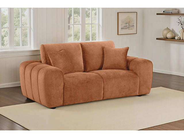 Burnett Burnt Orange Chenille Upholstered Wide Arm Loveseat - Ornate Home