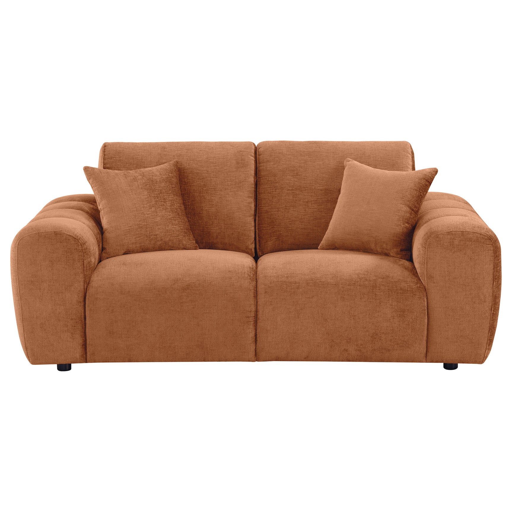 Burnett Burnt Orange Chenille Upholstered Wide Arm Loveseat - Ornate Home