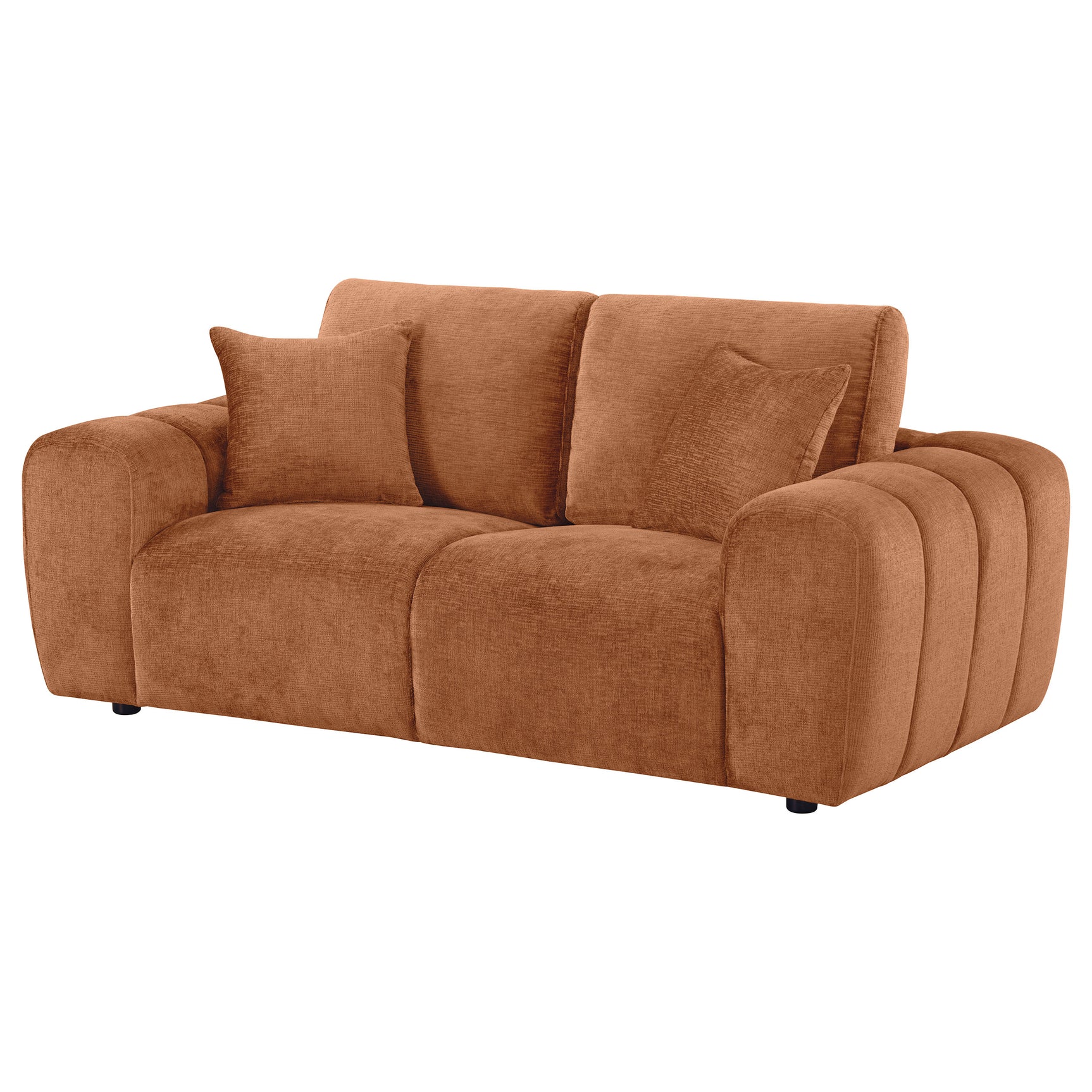 Burnett Burnt Orange Chenille Upholstered Wide Arm Loveseat - Ornate Home