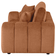 Burnett Burnt Orange Chenille Upholstered Wide Arm Loveseat - Ornate Home